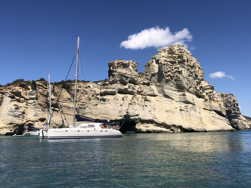 Milos: Full-Day Catamaran Cruise to Poliegos and Kleftiko - Poliegos and the Galazia Nera lagoon