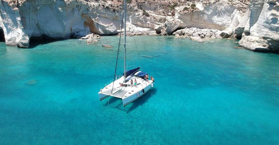 Milos: Full-Day Catamaran Cruise with Paddle Board - Leaving Adamas and Following Milos’ Old Coast