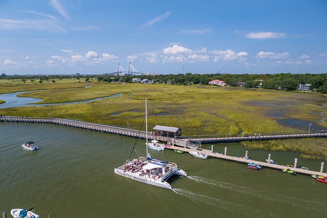 Morning Charleston Harbor Sail Lux Catamaran Shade and Seating - The crew and the feel onboard