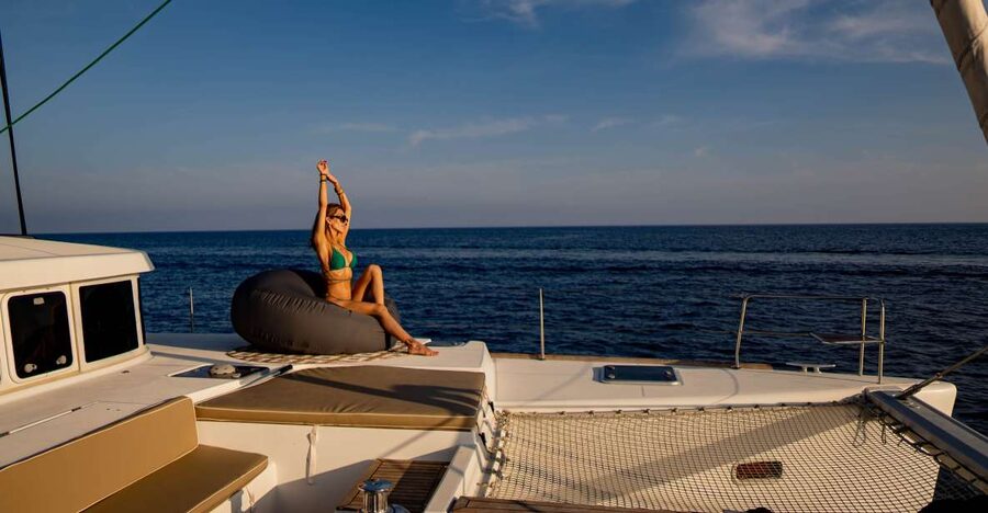Mykonos: Boho Experience Catamaran Cruise - A boho cruise with two different personalities
