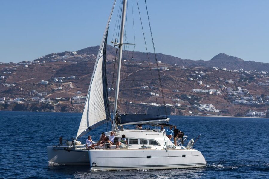 Mykonos: Catamaran Cruise With Meal and Drinks - From your hotel to the new port