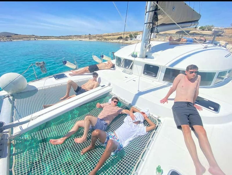 Mykonos: Rhenia Island Catamaran Cruise with Meal and Drinks - A Greek lunch served at sea