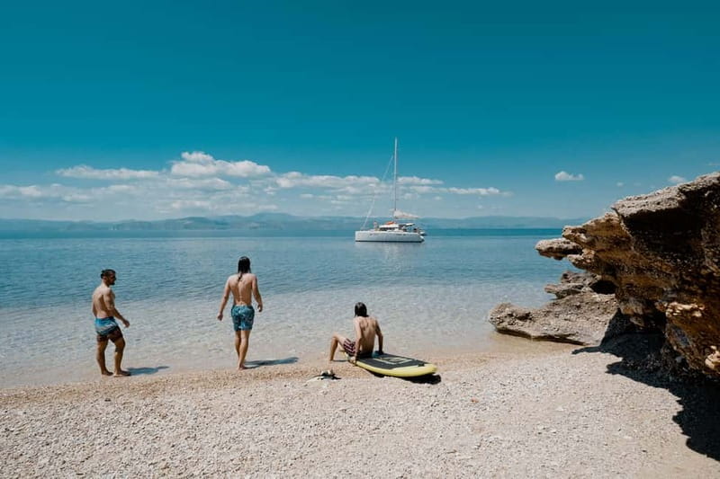 Nafplio: Catamaran Cruise with Meal and Drinks - Swimming and snorkeling at Romvi Island