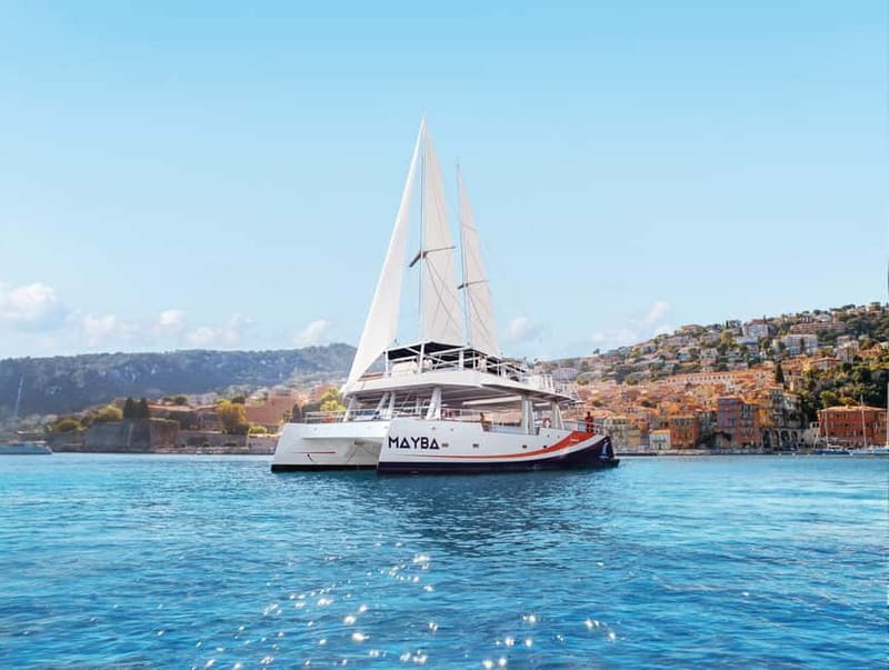 Nice : Sunset at sea on a Maxi Catamaran - Villefranche Bay - The coast between Nice and Villefranche-sur-Mer