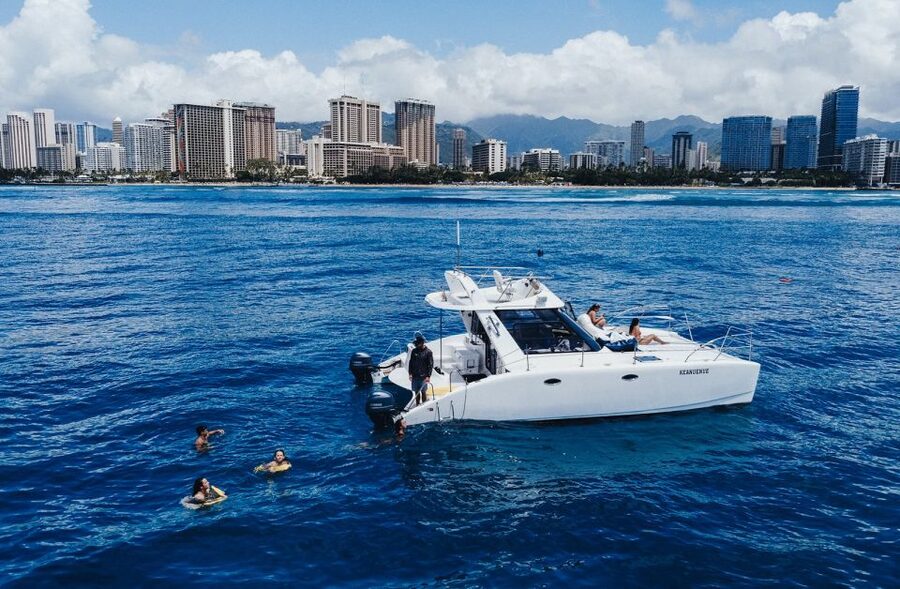 Oahu: Private Catamaran Sunset Cruise & Optional Snorkeling - Diamond Head views and the search for marine life