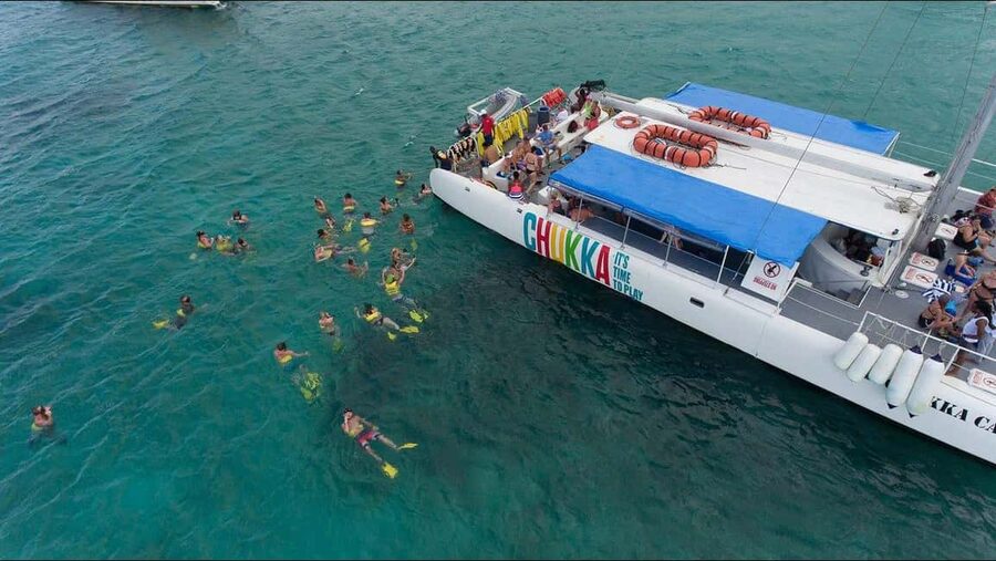Ocho Rios: Catamaran Sail & Snorkel + Dunn's River Climb - Sailing the Ocho Rios coast by catamaran