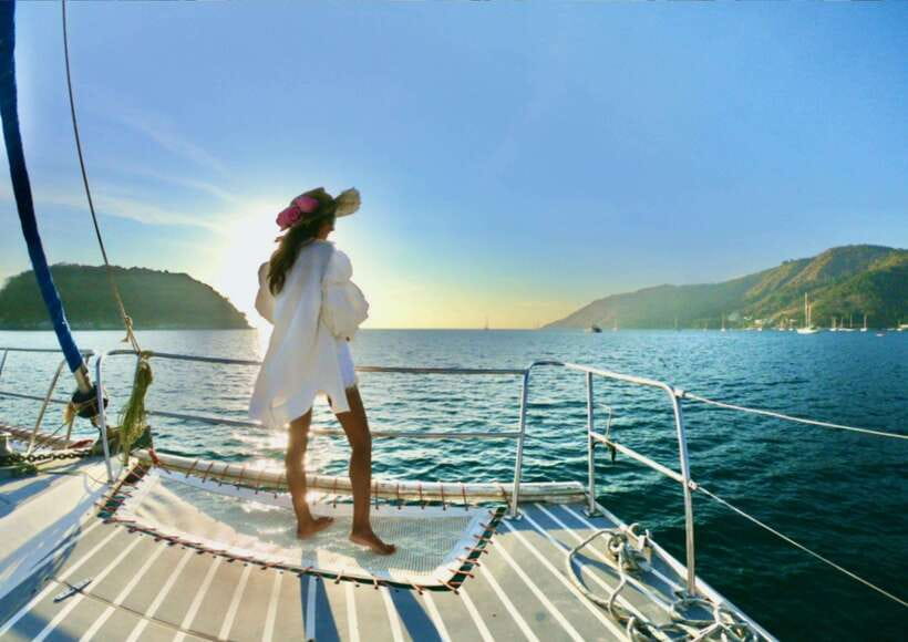 Phuket: Coral Island Catamaran Cruise with Sunset Dinner - Dinner afloat as the sun reaches Promthep Cape