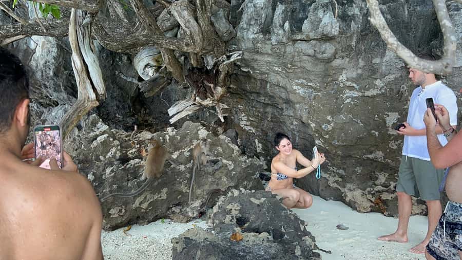 Phuket: Phi Phi Maya Bamboo Island By Speed Catamaran - Viking Cave from the water