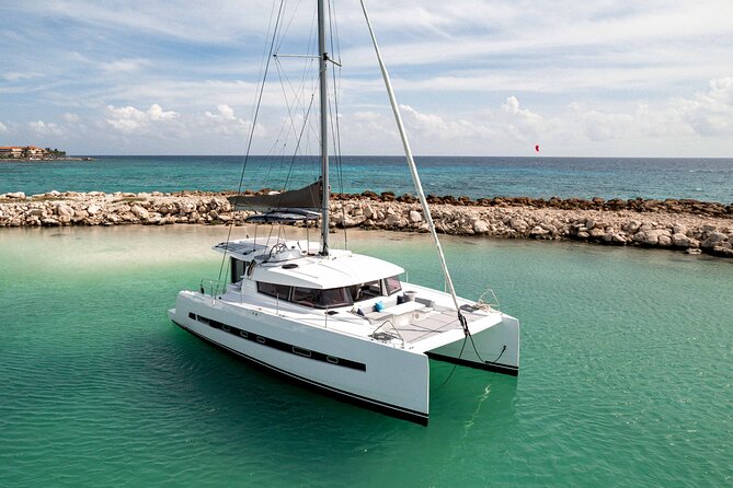 Private 40' Bali Catamaran – Drinks & Food Included - Sailing toward the Mexican Caribbean reef