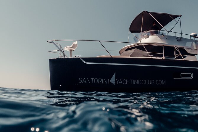 Private Caldera Cruise with Power Catamaran ENJOY incl. Meal & Drinks - From Oia pickup to the old fishing port