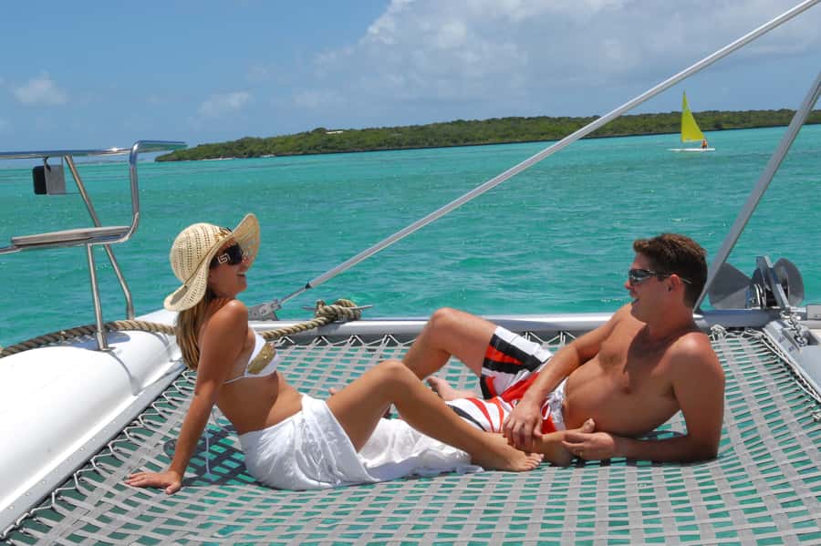 Private Catamaran Charter to Ile aux Cerfs - Sailing past Mahébourg and across the lagoon