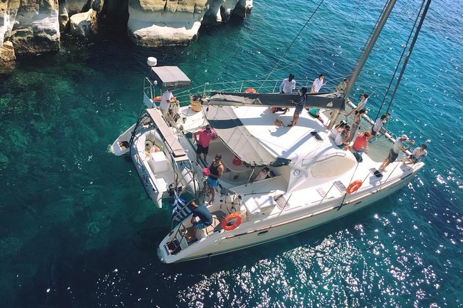 Private Catamaran Half Day Afternoon Cruise with Sunset: Kleftiko - Kalogries Beach and the final swim