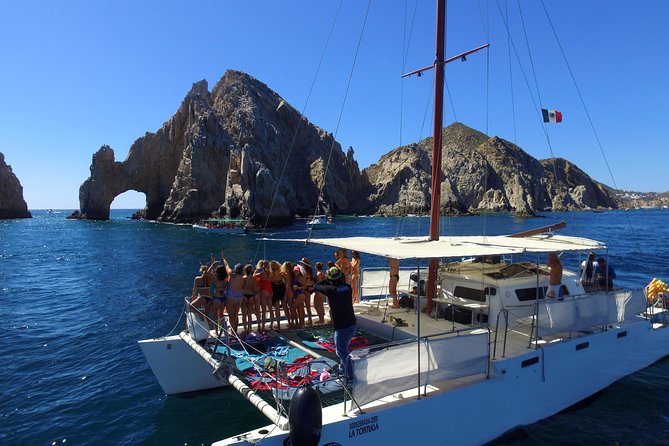 Private Catamaran Snorkeling Cruise in Los Cabos - The Cabo arch and Lovers Beach views