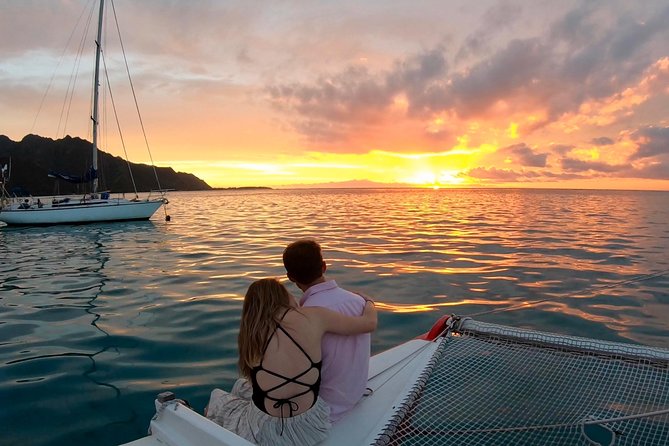 PRIVATE Sunset Cruise : Moorea Sailing on a Catamaran named Taboo - Crossing the outer reef into open ocean
