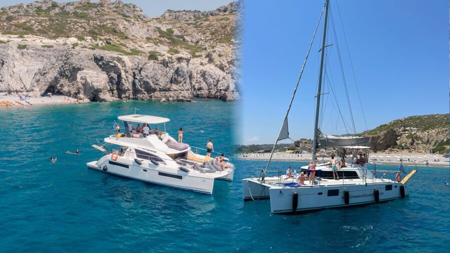 Rhodes: All-Inclusive Catamaran Cruise with Lunch and Drinks - Afandou Caves and the power catamaran route
