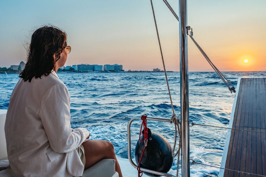 Rhodes: Sunset Catamaran Cruise with Dinner Buffet & Drinks - A Greek buffet with more than just snacks