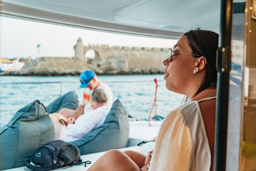 Rhodes: Sunset Catamaran Cruise with Dinner Buffet & Drinks - Sailing catamaran or power catamaran?
