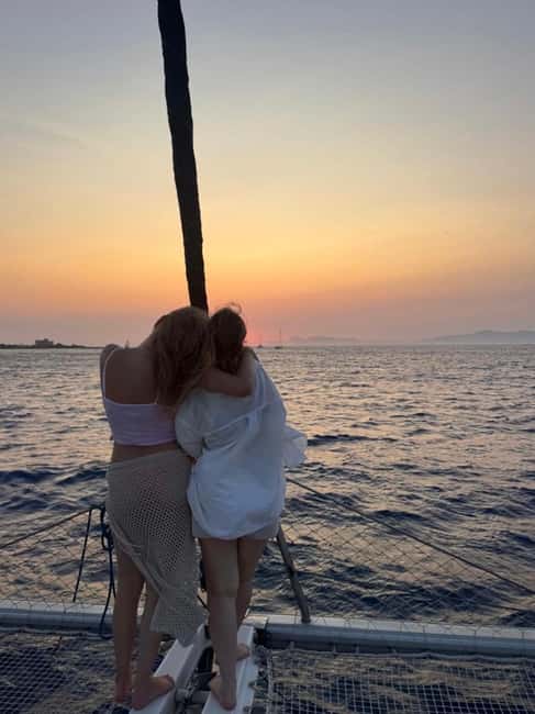 Rhodes: Sunset Catamaran Cruise with Snack, Fruits & Drinks - Kallithea Springs gives you the best swim stop