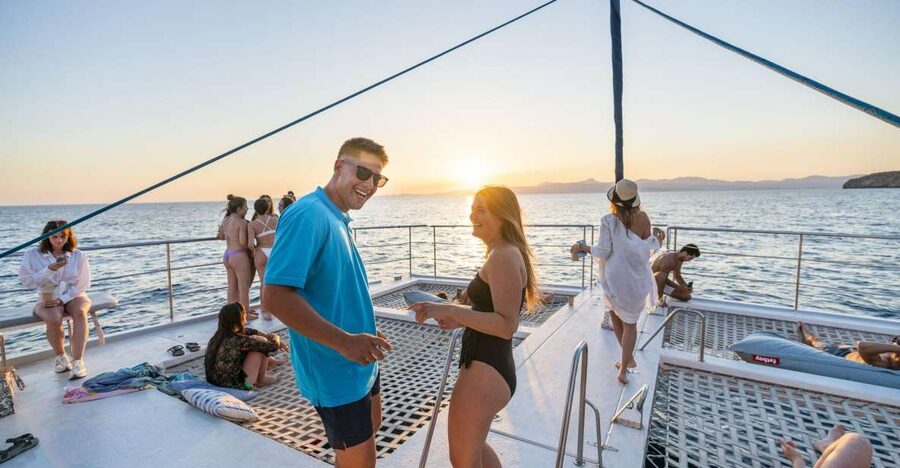 S'Arenal: Sunset Catamaran Cruise with BBQ - BBQ dinner with Palma Bay as the backdrop