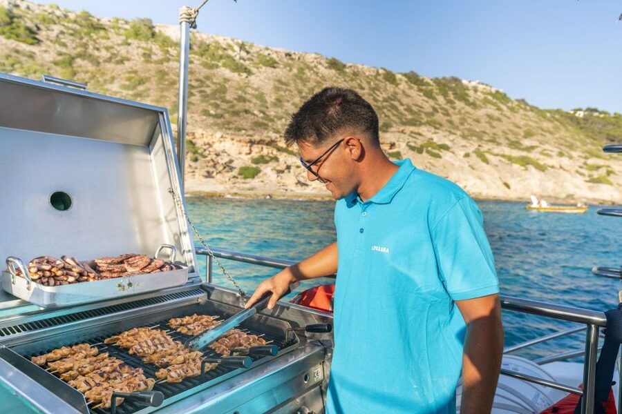 S'Arenal: Sunset Catamaran Cruise with BBQ - The swimming and snorkeling stop