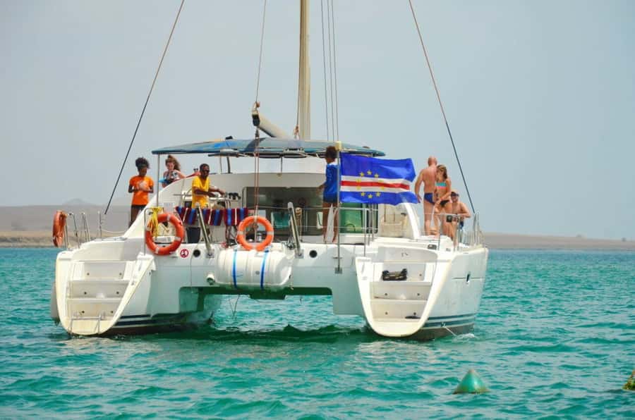 Sal Island: Catamaran cruises on Sal Island - Floating above the water on the catamaran nets