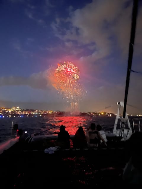 Salou's Fireworks 15th August Sail Catamaran - Seeing Salou’s fireworks from offshore