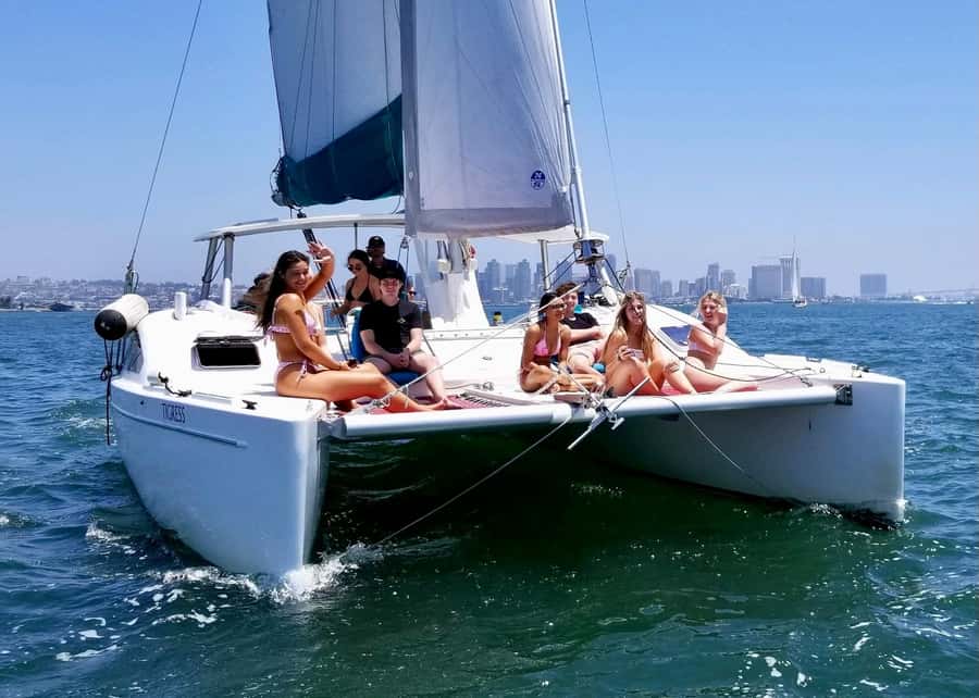 San Diego Bay: 2.5 hour Pure Catamaran Sailing Cruise - The first ten minutes through Harbor Island