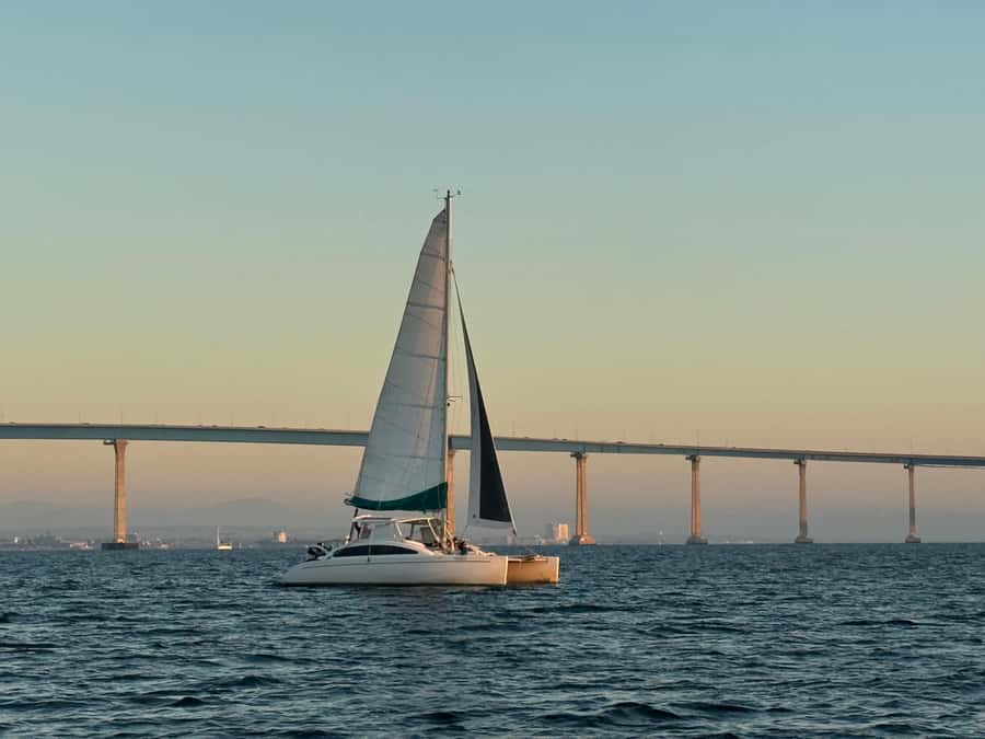San Diego Bay: 2.5 hour Pure Catamaran Sailing Cruise - San Diego Bay, Navy ships, and the Coronado Bridge