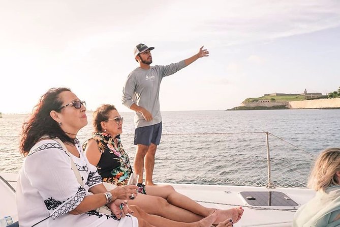 San Juan Catamaran Sunset Sail with Drinks Included - The marina, dock A72, and the barefoot boarding routine