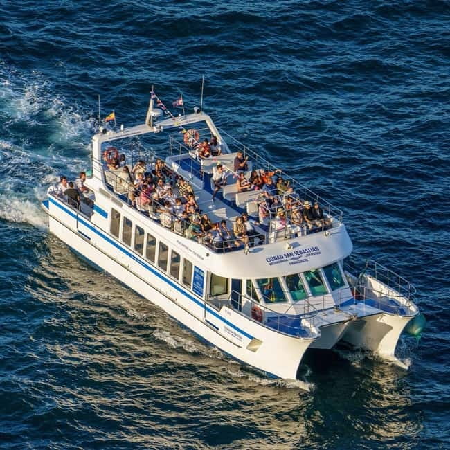 San Sebastián: Sunset Cruise on a Sustainable Catamaran - Santa Clara Island From the Water