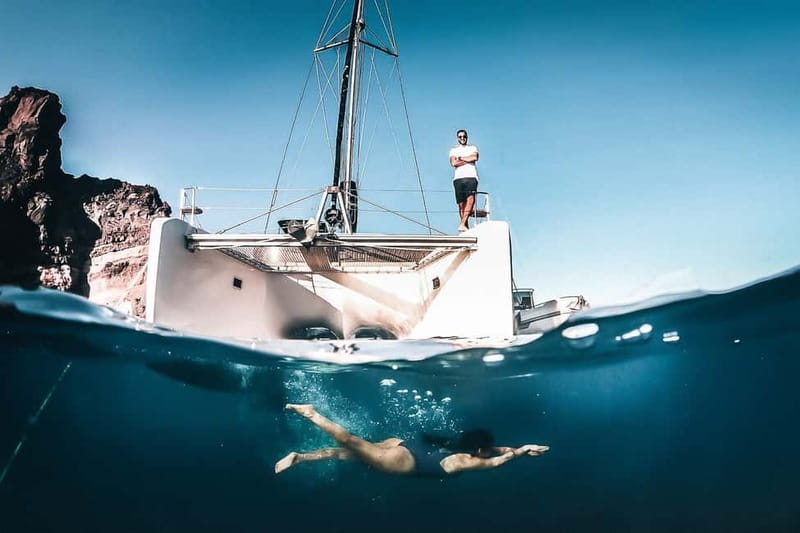 Santorini: All-Inclusive Private Catamaran Experience - From Thera to Vlychada Marina