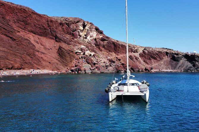 Santorini Catamaran Cruise – 5-Hour Private Sailing Experience - White Beach: the best stop for snorkeling