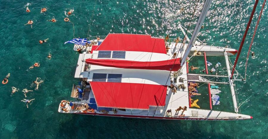 Santorini: Catamaran Cruise, Winery, & Oia Sunset Combo Tour - A Greek barbecue with Santorinian wine