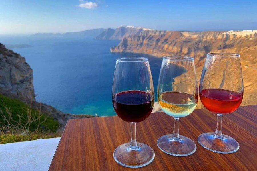 Santorini: Catamaran Cruise, Winery, & Oia Sunset Combo Tour - Venetsanos Winery above the volcano