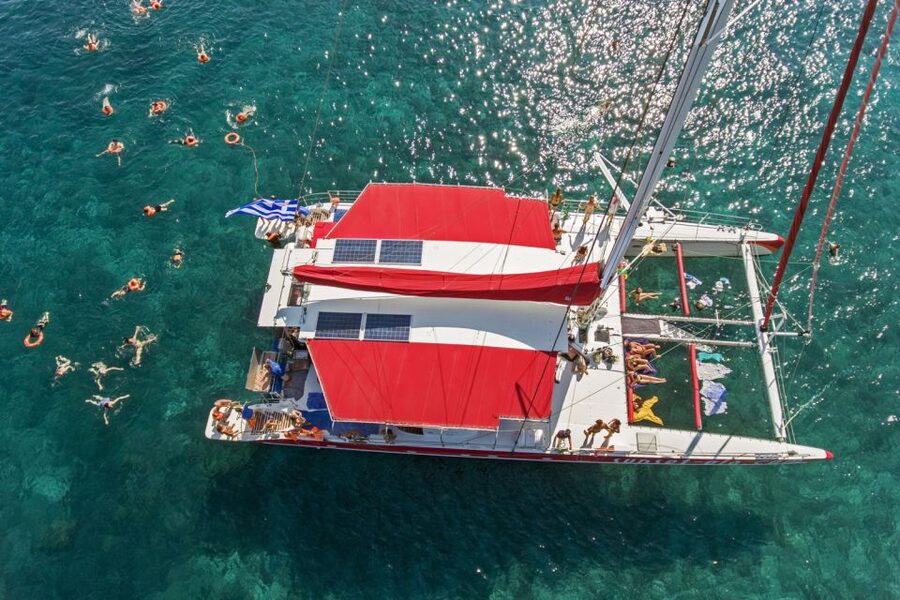 Santorini: Catamaran Cruise, Winery, & Oia Sunset Combo Tour - Swimming near the hot springs, Red Beach, and White Beach
