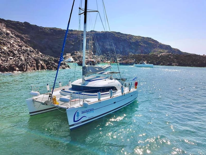 Santorini: Catamaran Cruise with Food and Drinks - Day cruise or sunset cruise?