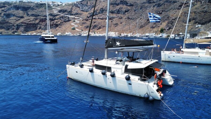 Santorini: Catamaran Cruise with Lunch, Drinks, & Oia Visit - Sunset at Vlychada