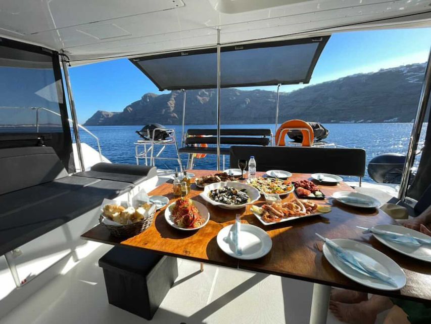 Santorini: Catamaran Cruise with Meal & Open Bar - Starting at Vlychada, Santorini’s quieter sailing port