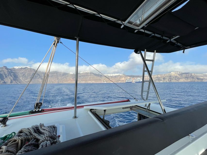 Santorini Catamaran Cruise with Swimming, Meal and Open Bar - Crew service and the feel on board