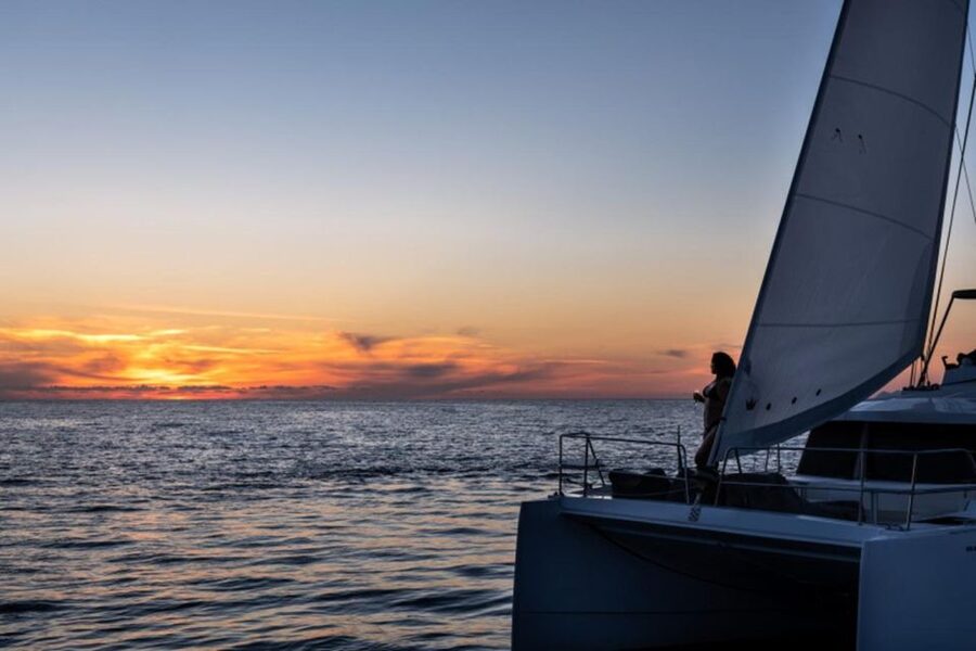 Santorini Catamaran Sunset Skyline Cruise - From Vlychada Marina to Santorini’s volcanic coast
