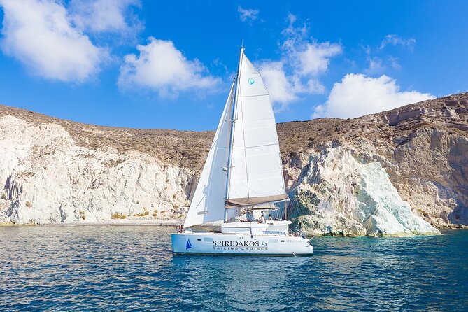 Santorini Classic Catamaran Cruise with BBQ, Drinks and Transfers - Red Beach from the water