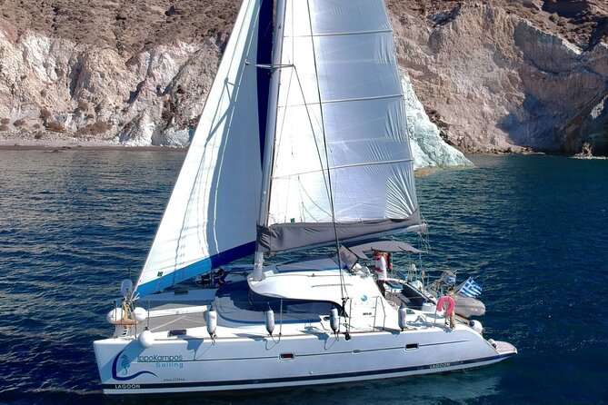 Santorini: Full-Day Catamaran Cruise, with Food|Drinks - A full day on the water from Vlychada