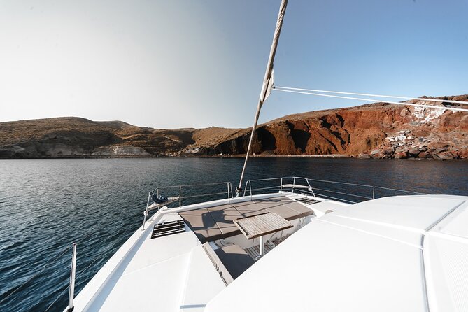 Santorini Luxury Catamaran Private Cruise - A private catamaran view of Santorini’s Caldera