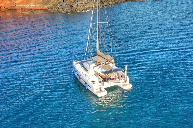 Santorini Luxury Catamaran Private Cruise - Swimming and snorkeling at Mesa Pigadia