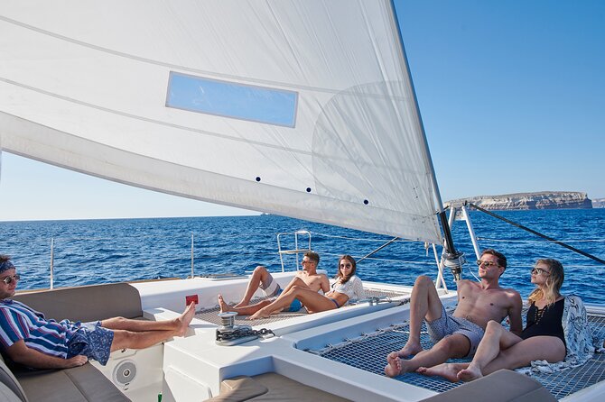Santorini Platinum Catamaran Cruise with Meal, BBQ and Open Bar - Thirassia brings the meal and a slower pause