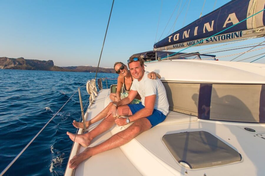 Santorini: Private Catamaran Cruise with Food & Drinks - Lunch, drinks, and the onboard kitchen
