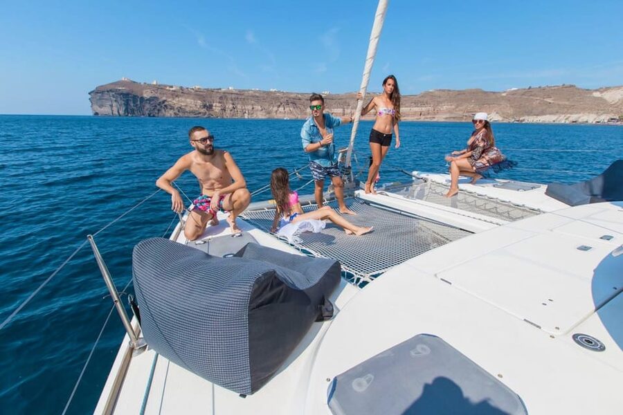 Santorini: Private Catamaran Cruise with Food & Drinks - Morning cruise or sunset sailing?