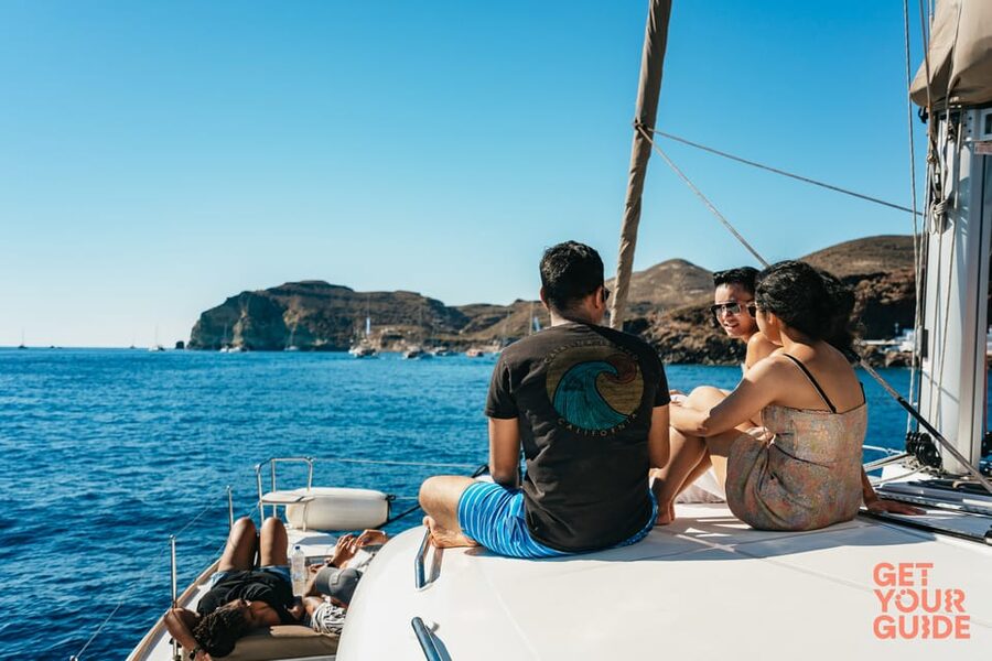 Santorini: Private Catamaran Tour with BBQ Meal and Drinks - Lunch beside Santorini’s volcano