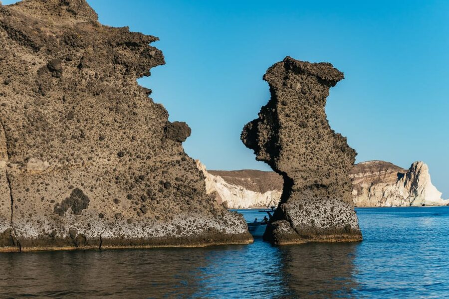 Santorini: Sailing Catamaran Cruise with BBQ and Drinks - Lighthouse, Indian Rocks, and the caldera route