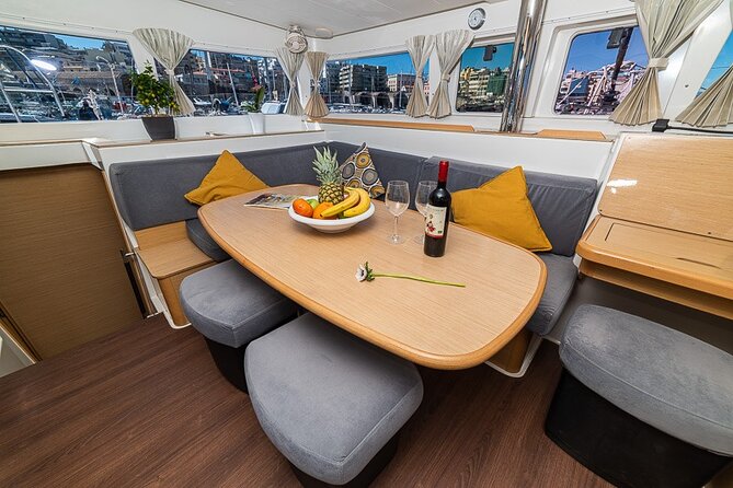 Small Group Santorini Catamaran Cruise with BBQ - What the five-hour schedule feels like